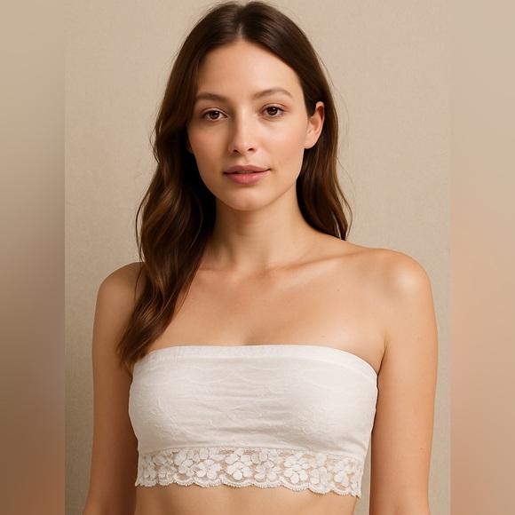 Free People Other - SOLD!! Free People Intimately White Floral Lace Bandeau Bralette Size Small